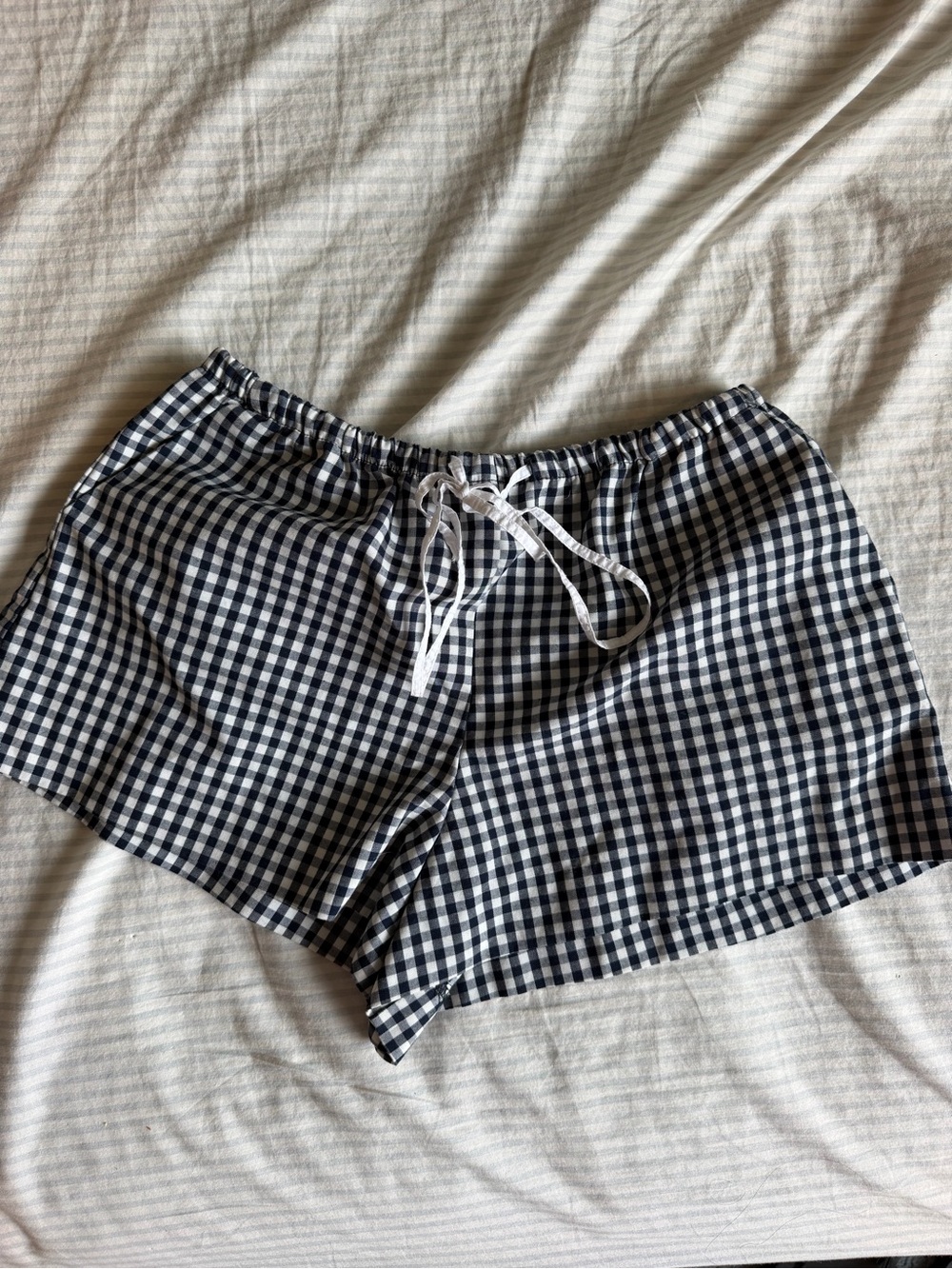 Zara Navy and White Gingham Shorts